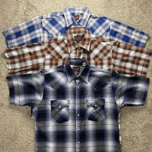 Vintage 90s Western Wear Pearl Snap Plaid Men Medium Plains Western Wear Lot 3